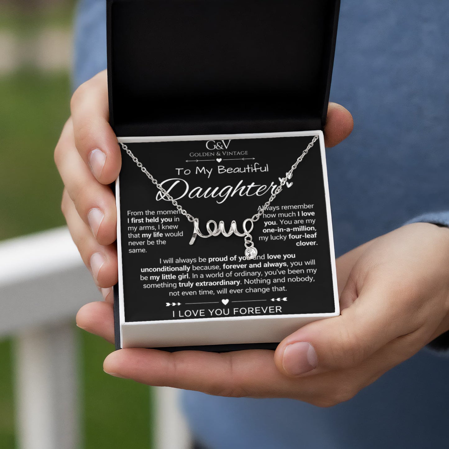 To My Beautiful Daughter – Scripted Love Necklace | Meaningful Daughter Gift