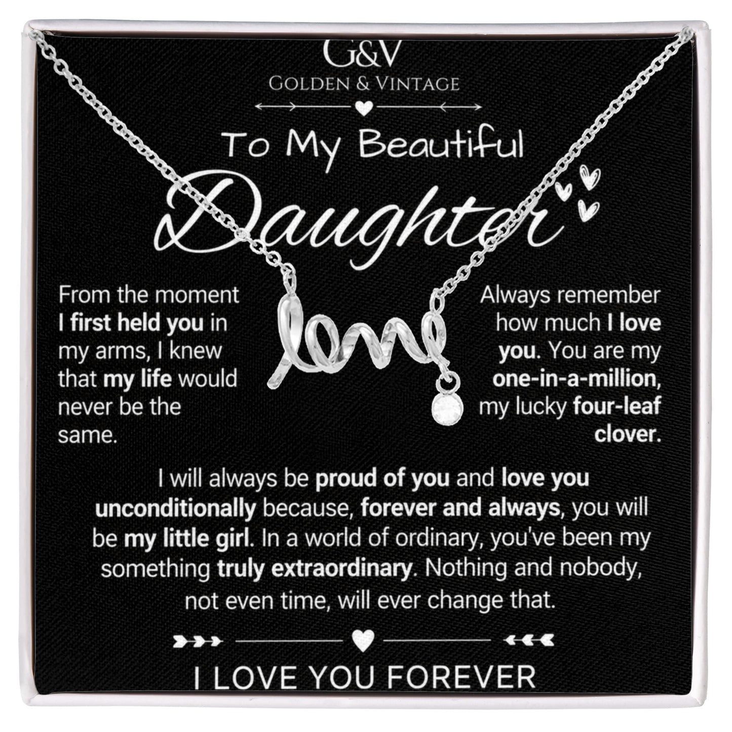 To My Beautiful Daughter – Scripted Love Necklace | Meaningful Daughter Gift