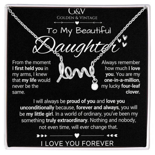 To My Beautiful Daughter – Scripted Love Necklace | Meaningful Daughter Gift