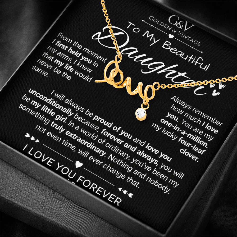 To My Beautiful Daughter – Scripted Love Necklace | Meaningful Daughter Gift