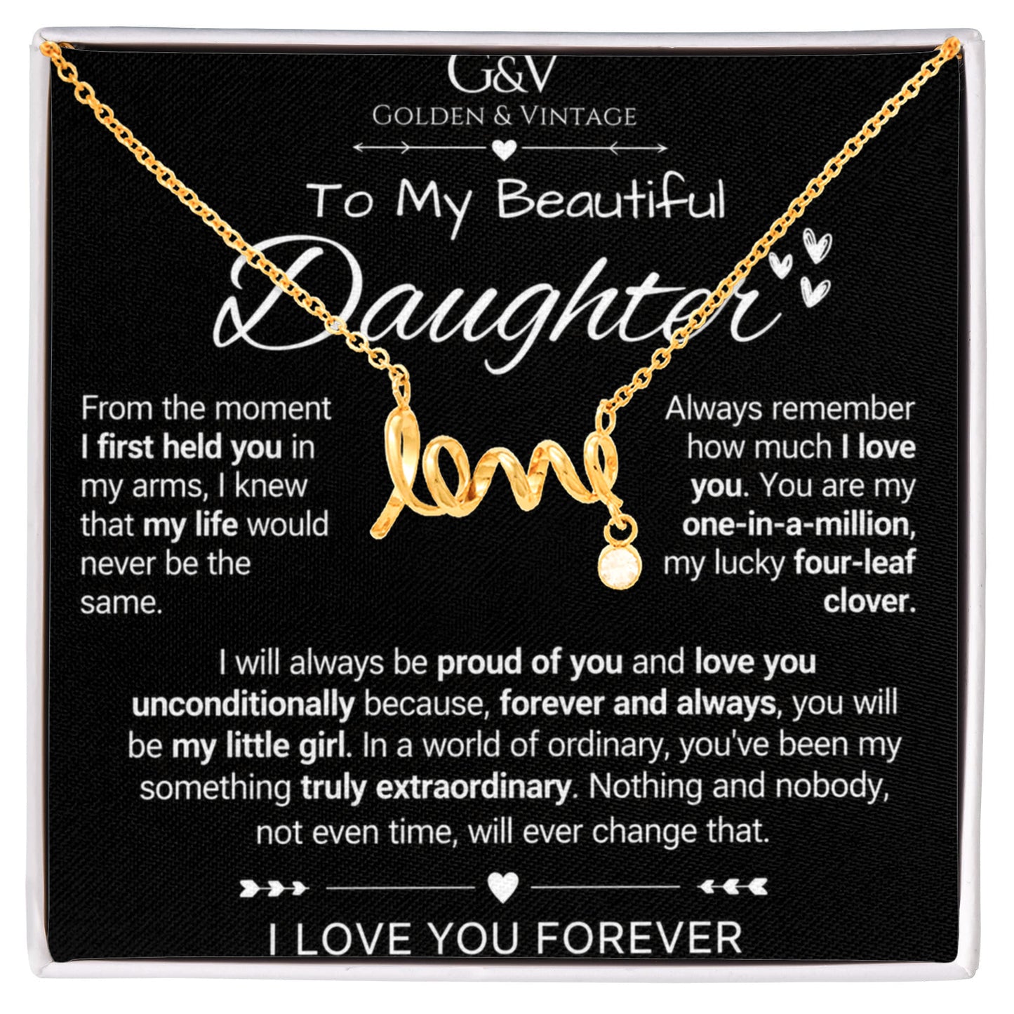 To My Beautiful Daughter – Scripted Love Necklace | Meaningful Daughter Gift