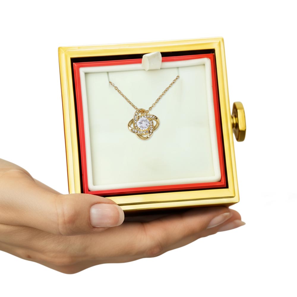 Love Knot Necklace with Rotating Rose Gift Box – Romantic Luxury Gift for Her - goldenandvintage