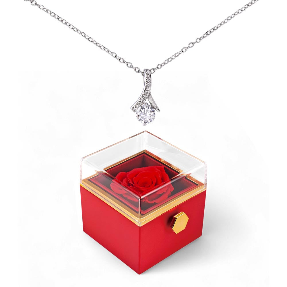 Alluring Beauty Rotating Rose Gift Box Necklace – Luxury Romantic Jewelry Gift for Her - goldenandvintage