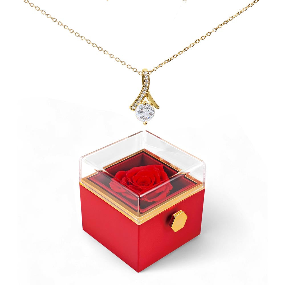 Alluring Beauty Rotating Rose Gift Box Necklace – Luxury Romantic Jewelry Gift for Her - goldenandvintage