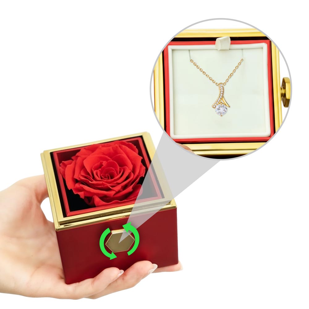 Alluring Beauty Rotating Rose Gift Box Necklace – Luxury Romantic Jewelry Gift for Her - goldenandvintage
