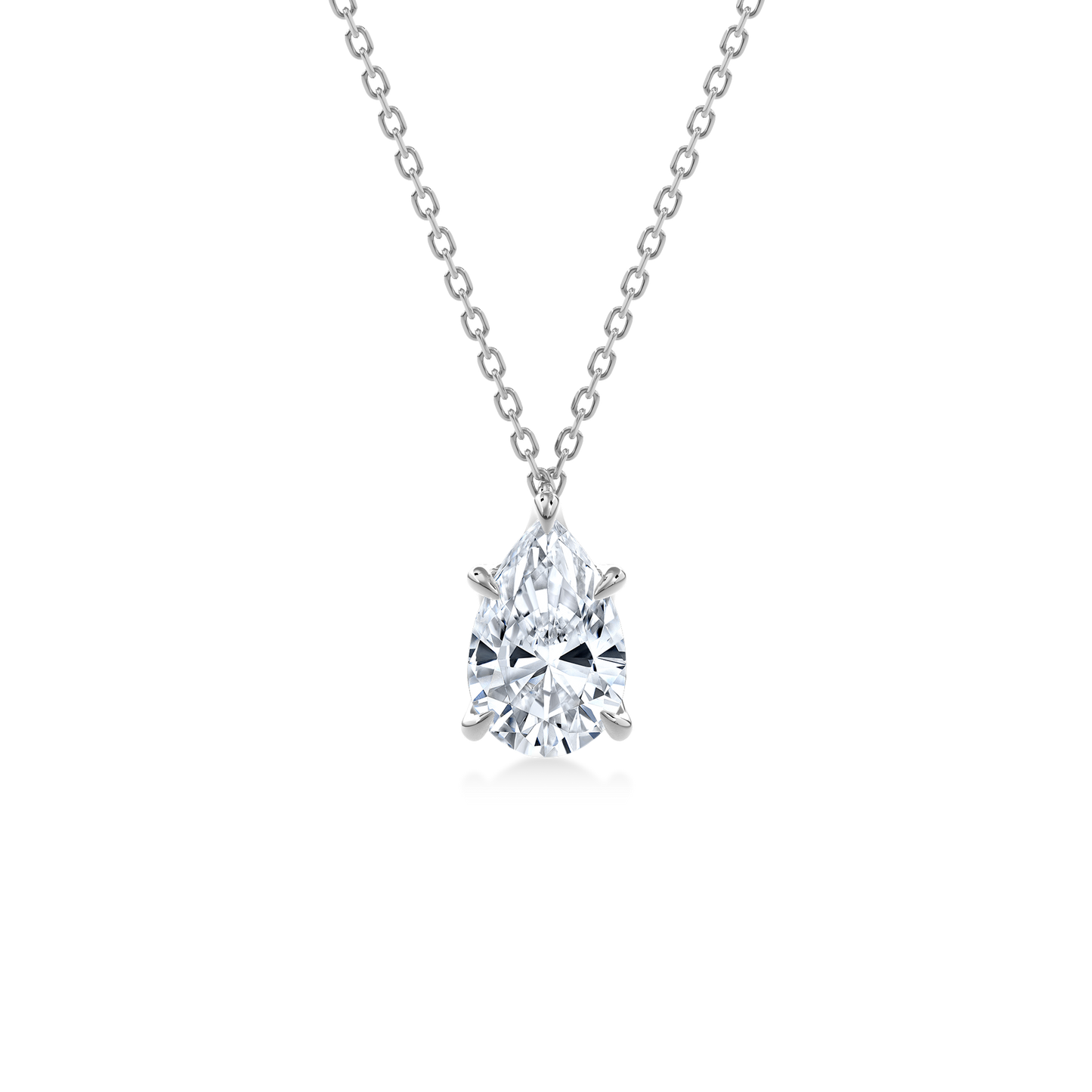 Dia Solitaire Necklace Pear•White Gold