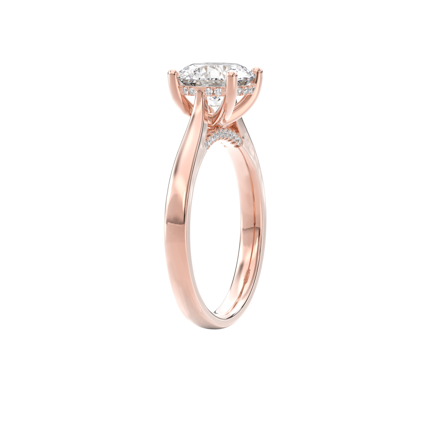 Elara Hidden Halo Salitaire Engagement Ring Round•Rose Gold