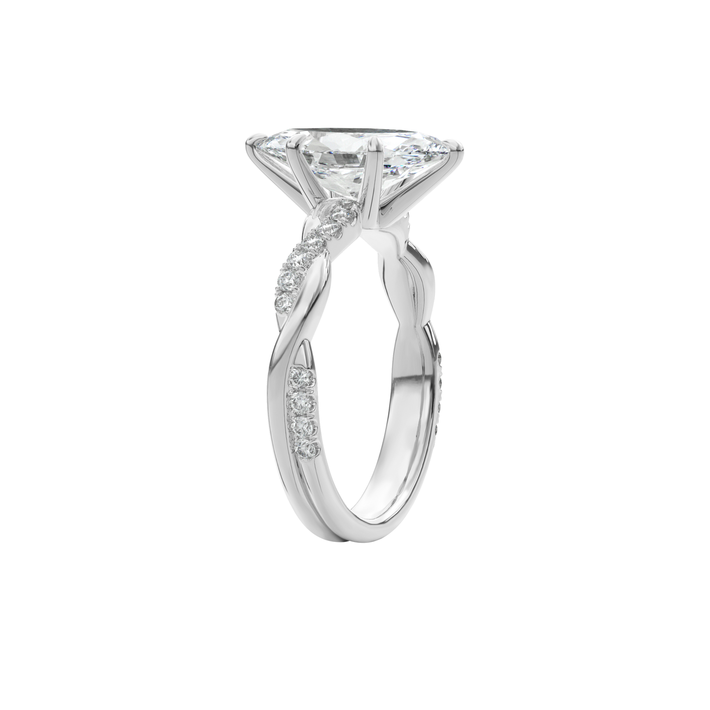 Rhea Twisted Pave Engagement Ring Marquise•White Gold