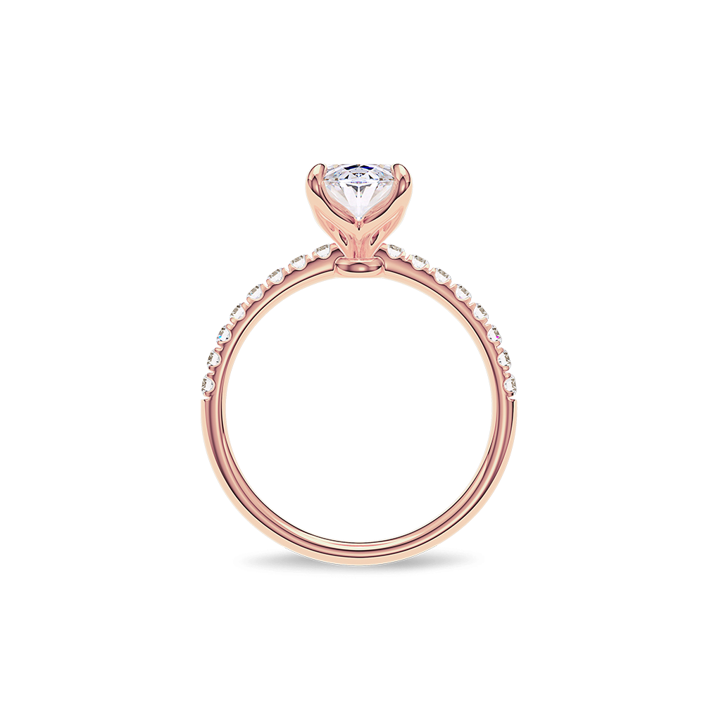 Dia Solitaire Pave Engagement Ring Oval•Rose Gold