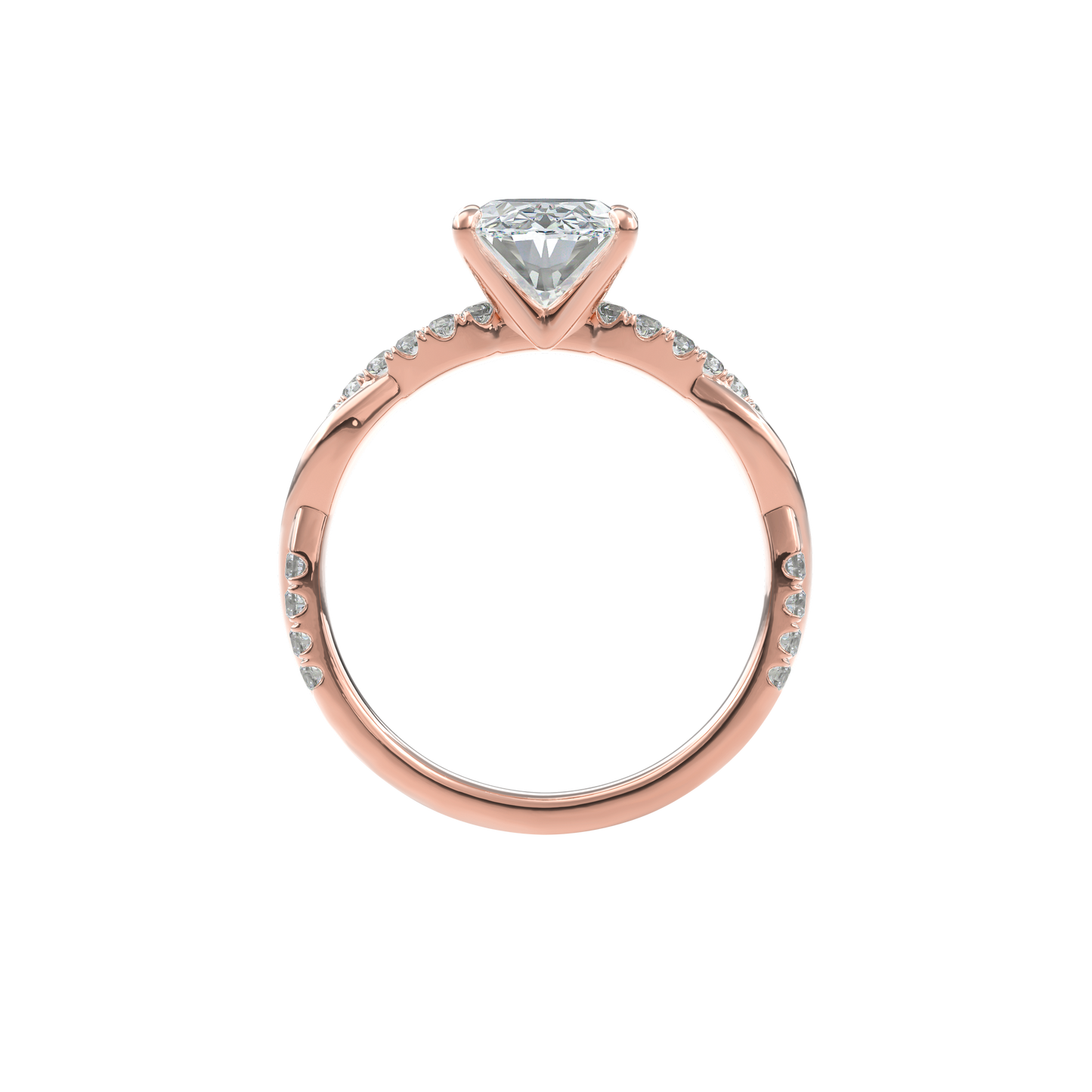 Rhea Twisted Pave Engagement Ring Oval•Rose Gold