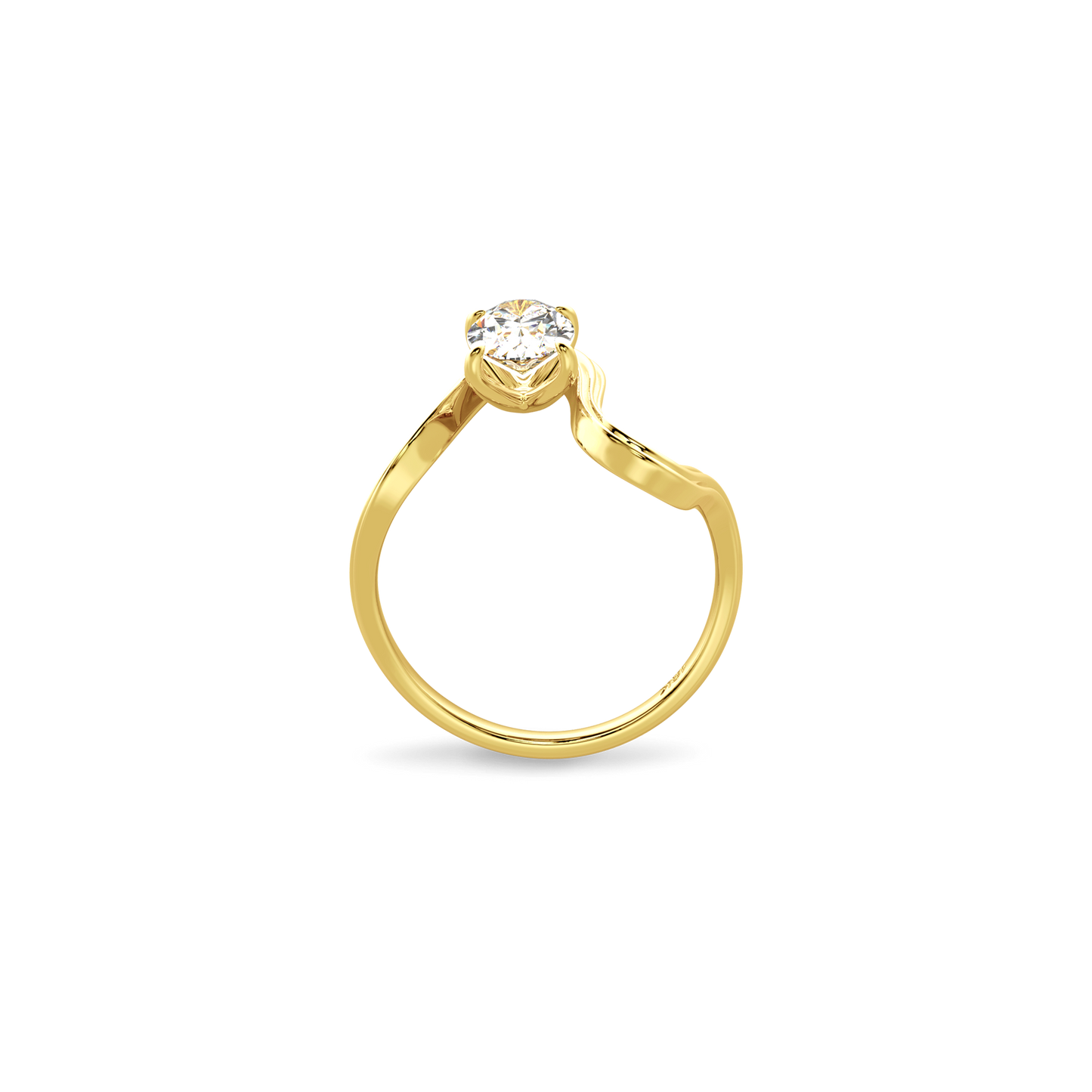 Oval  Luna  Curve Ring in Yellow Gold