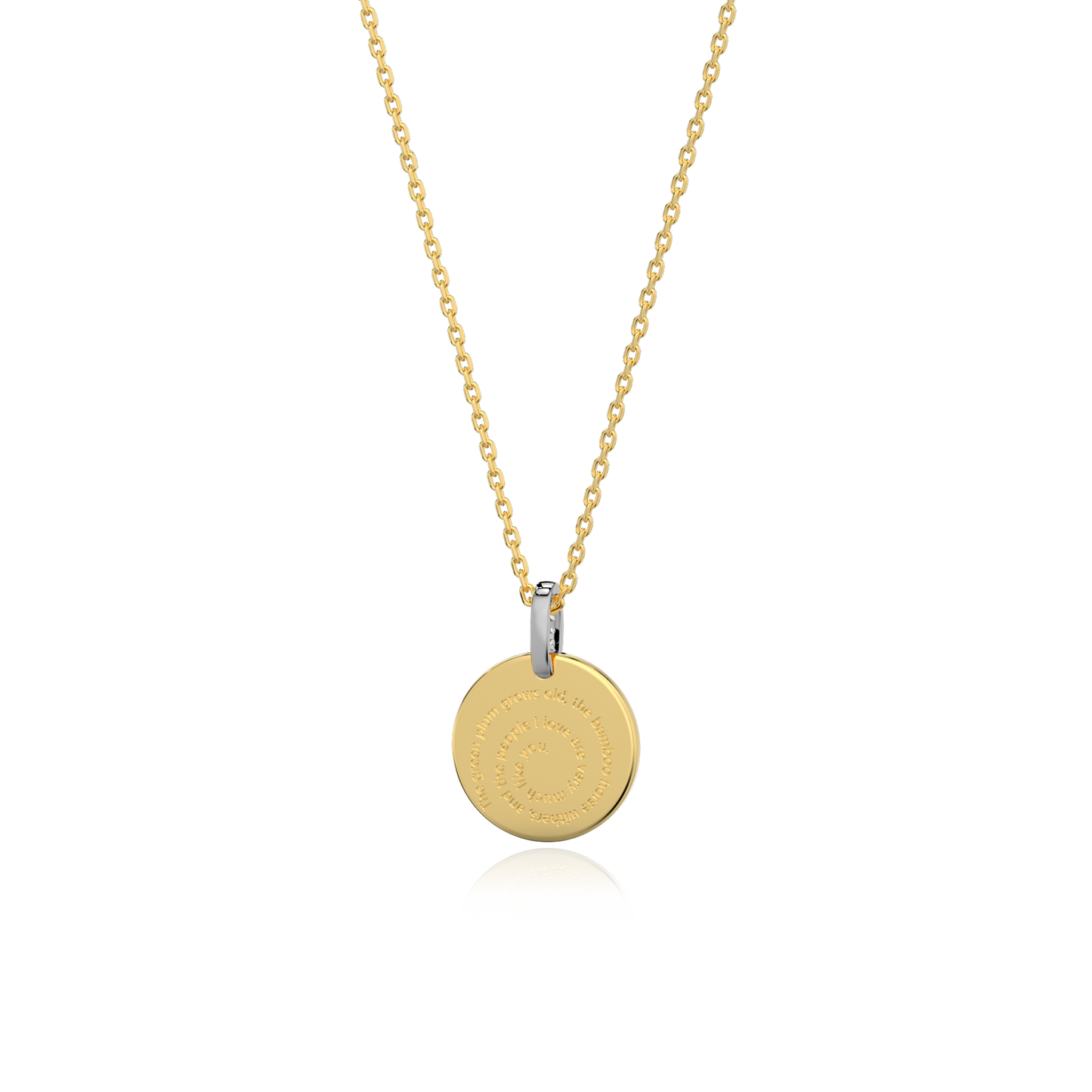 18K Gold Plated Silver Round Engravable Necklace SS25N001R