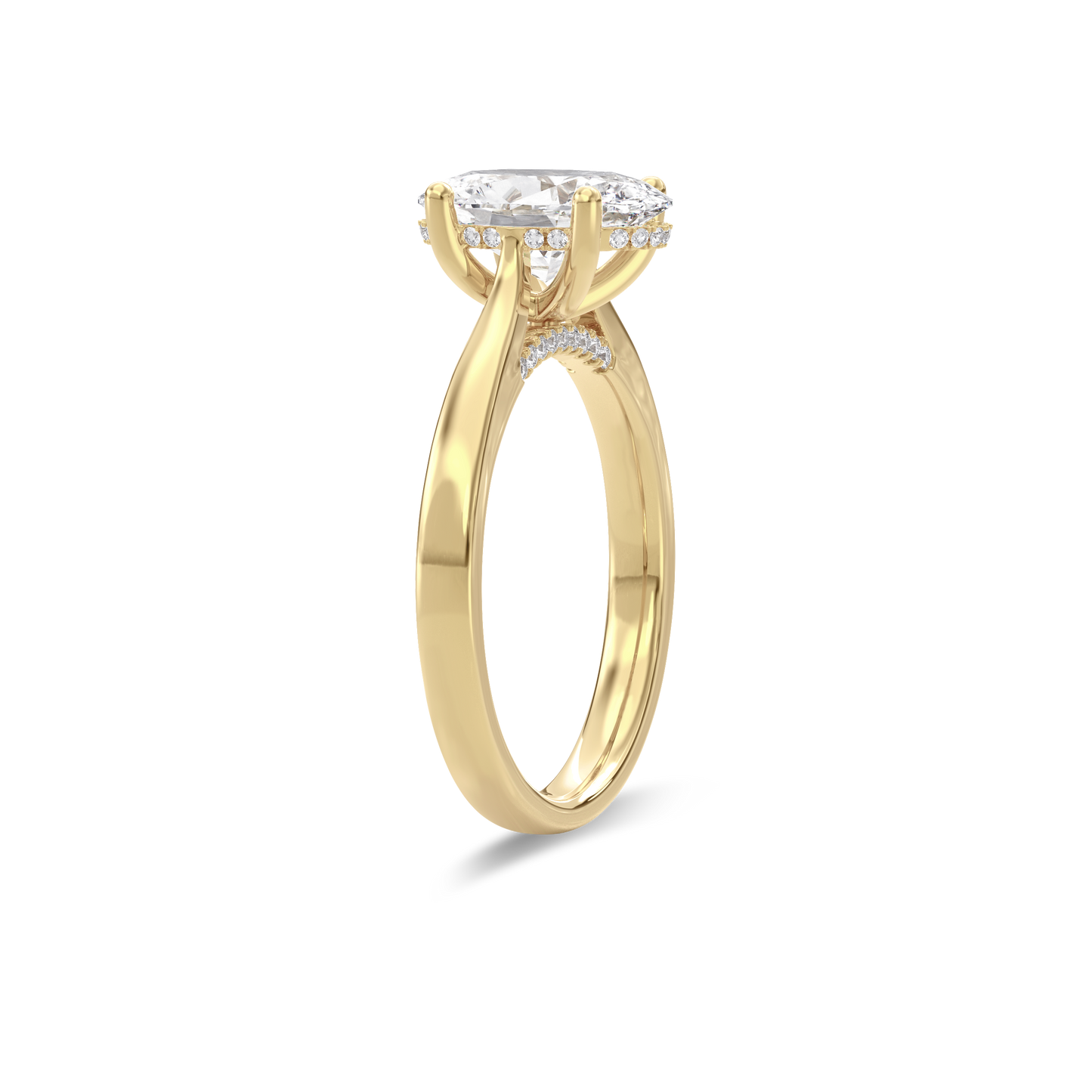Elara Hidden Halo Salitaire Engagement Ring Oval•Yellow Gold