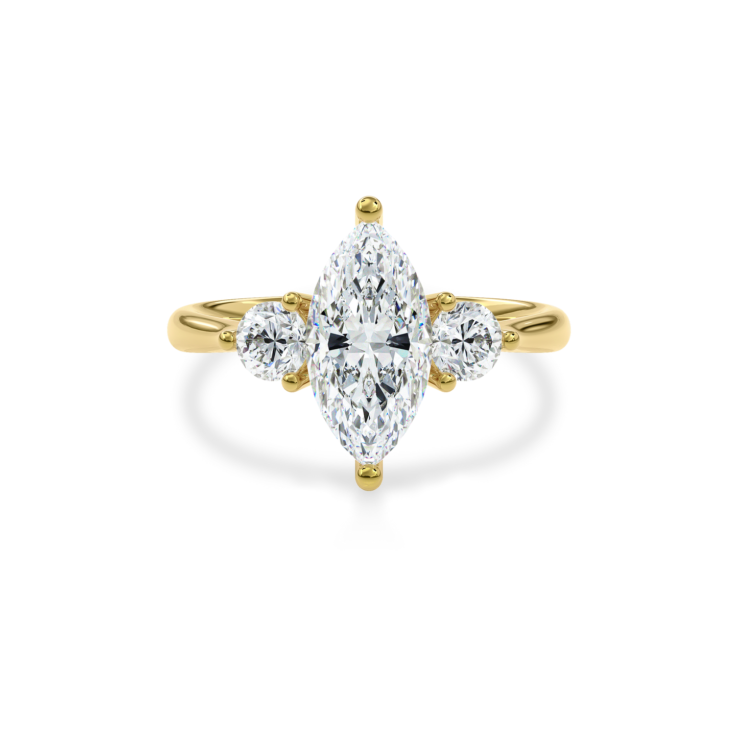 Daphnis Three Stones Engagement Ring Marquise•Yellow Gold