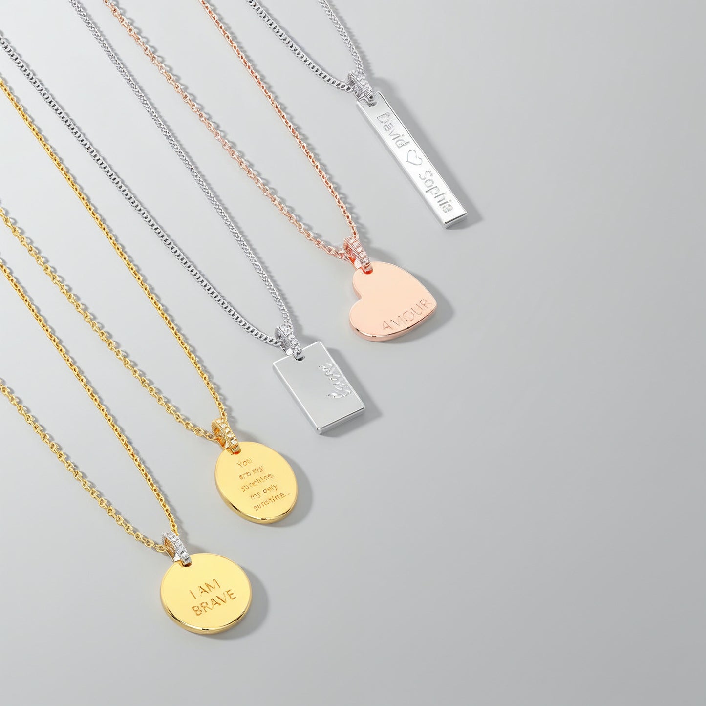 18K Gold Plated Silver Oval Engravable Necklace SS25N001O
