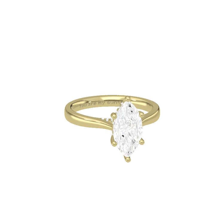 Elara Hidden Halo Salitaire Engagement Ring Marquise•Rose Gold
