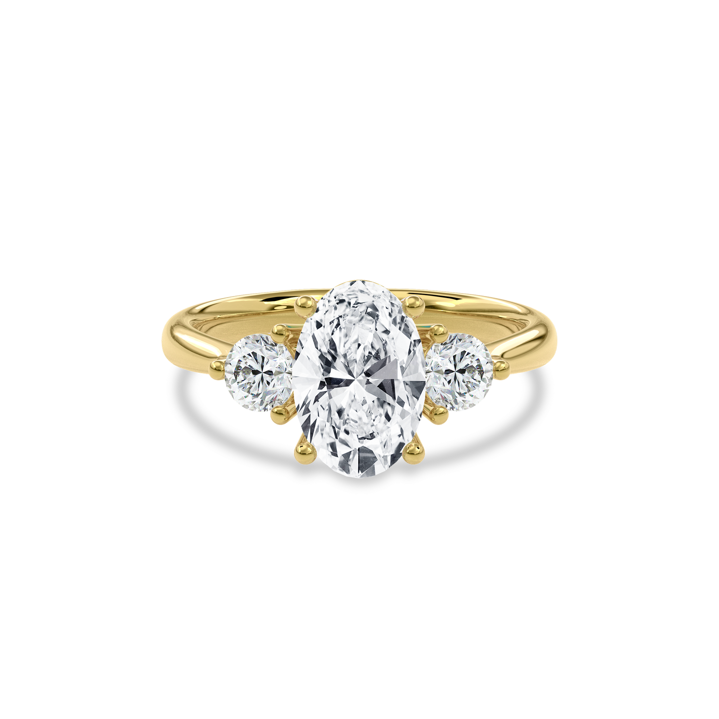 Daphnis Three Stones Engagement Ring Oval•Yellow Gold