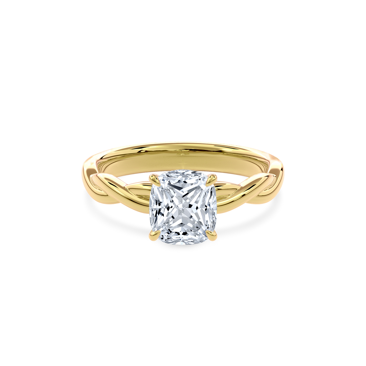 Rhea Twisted Engagement Ring Cushion•Yellow Gold