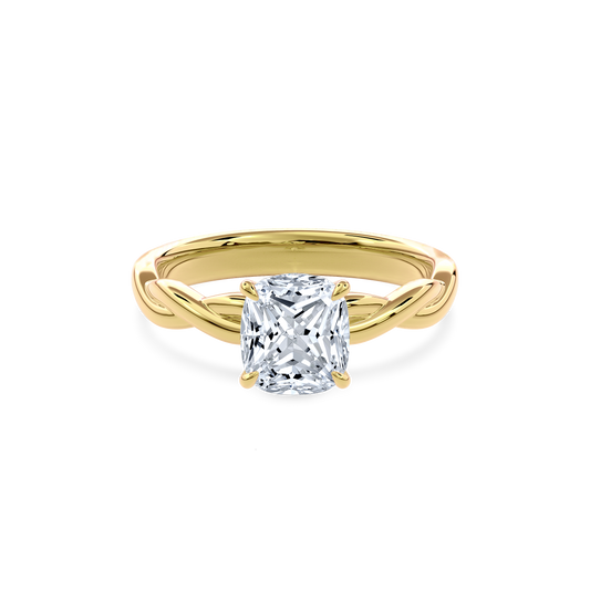 Rhea Twisted Engagement Ring Cushion•Yellow Gold
