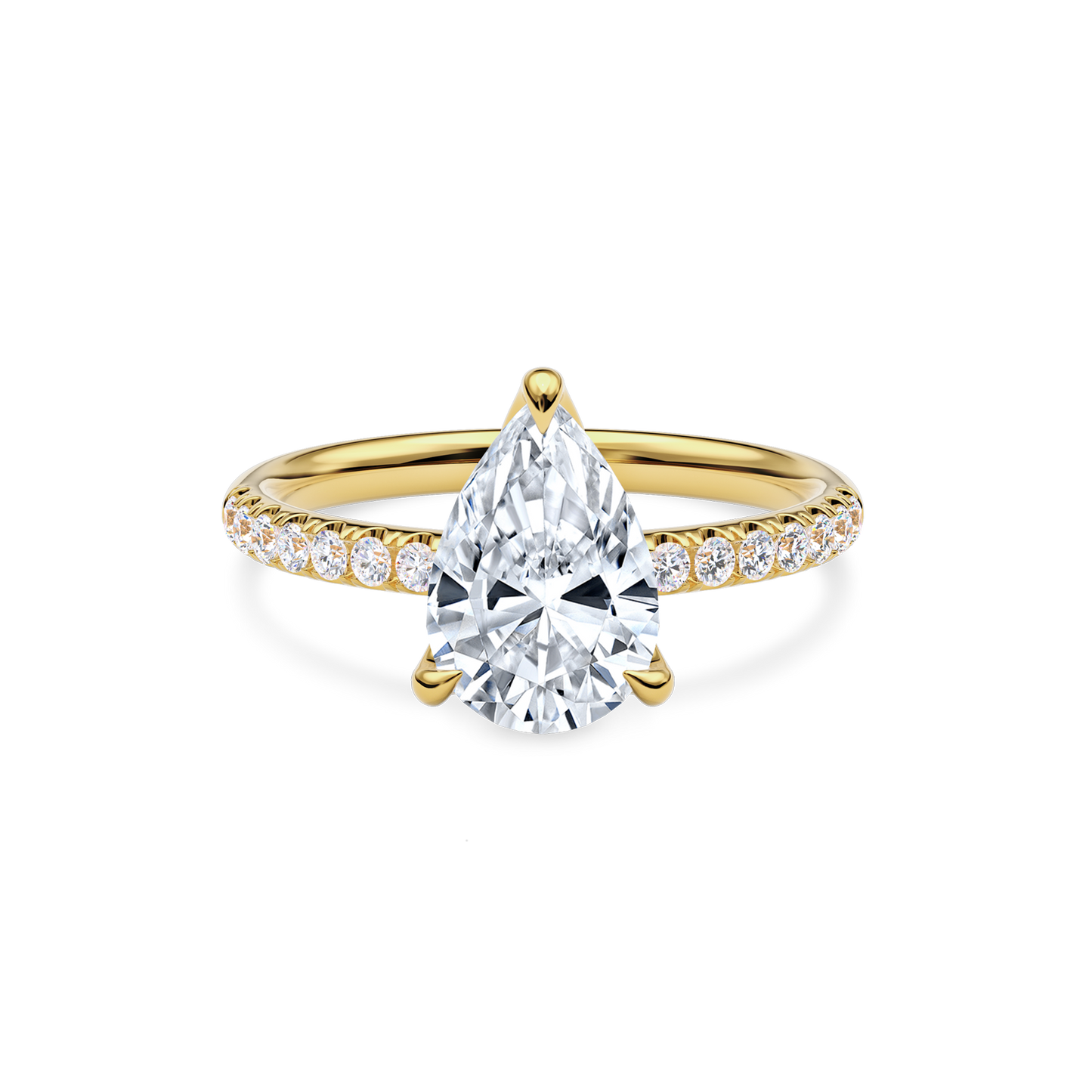 Dia Solitaire Pave Engagement Ring Pear•Yellow Gold