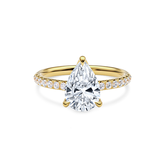 Dia Solitaire Pave Engagement Ring Pear•Yellow Gold