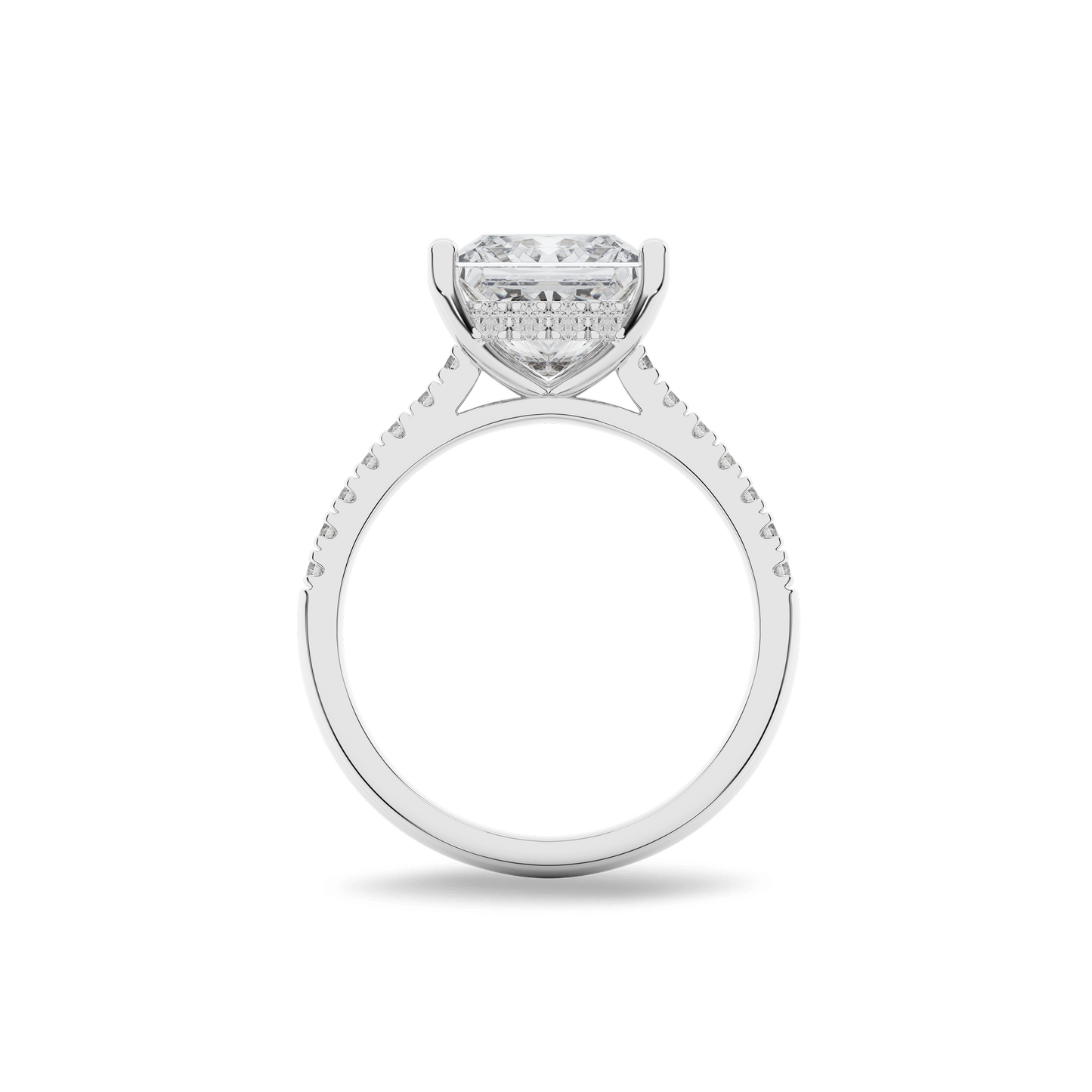 Hidden Halo II Princess Lab Grown Diamond Ring in 14K White Gold
