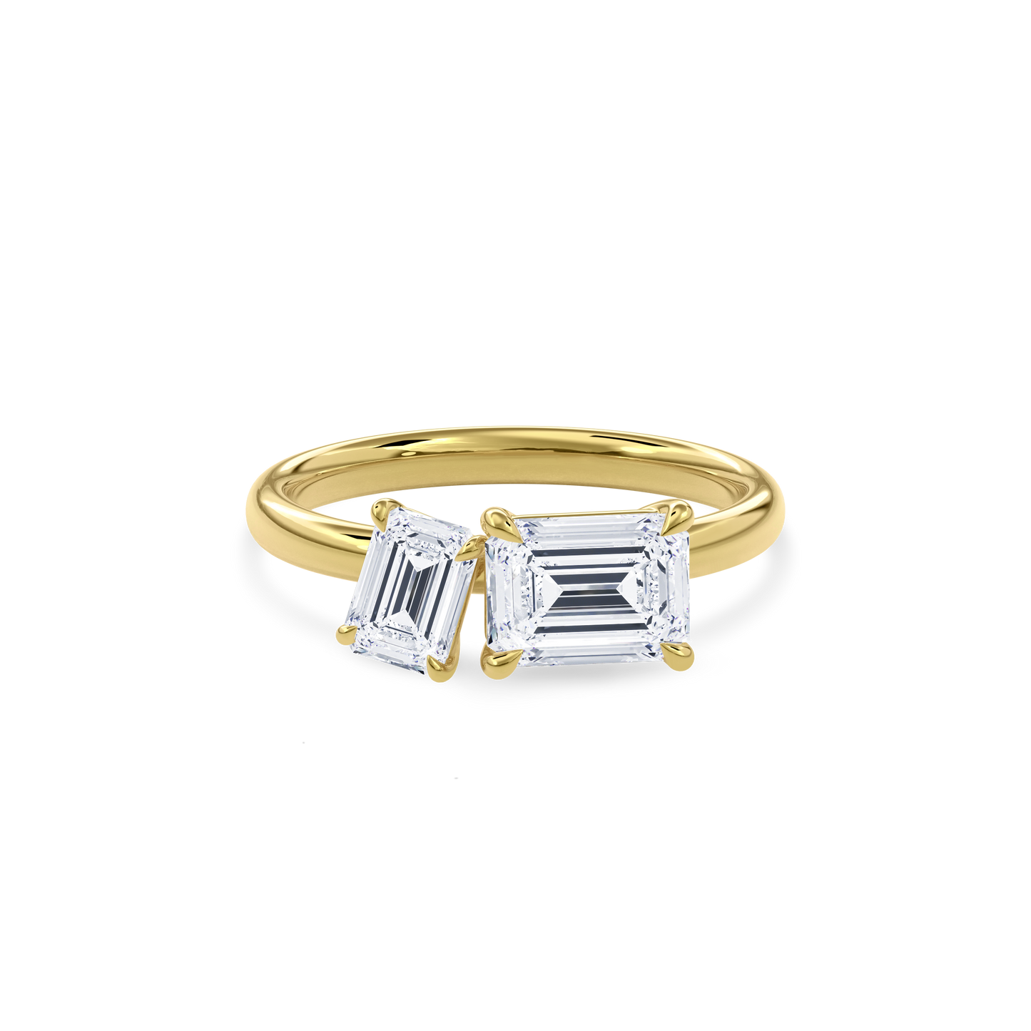 Callisto Two Stones Engagement Ring Emerald•Yellow Gold
