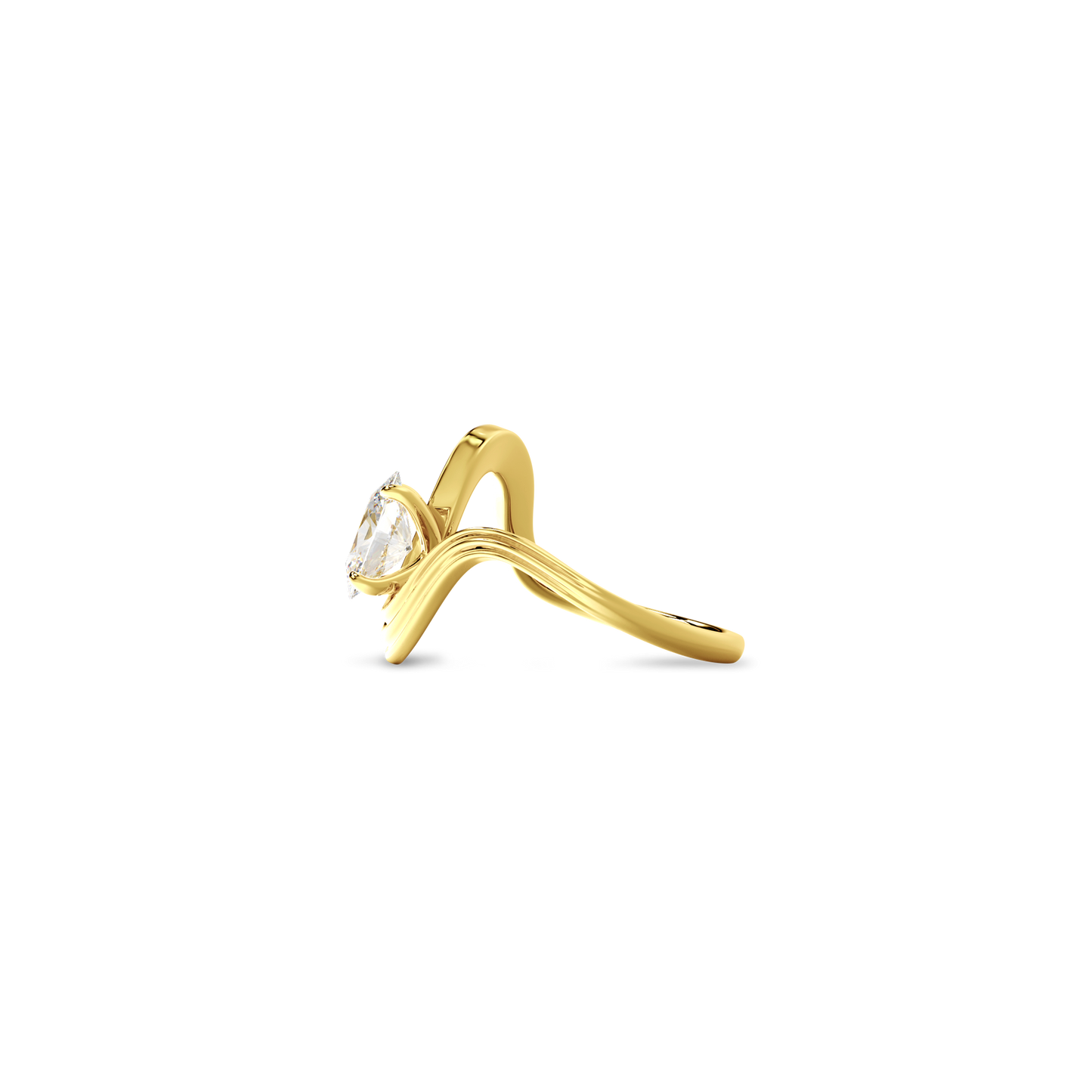 Oval  Luna  Curve Ring in Yellow Gold
