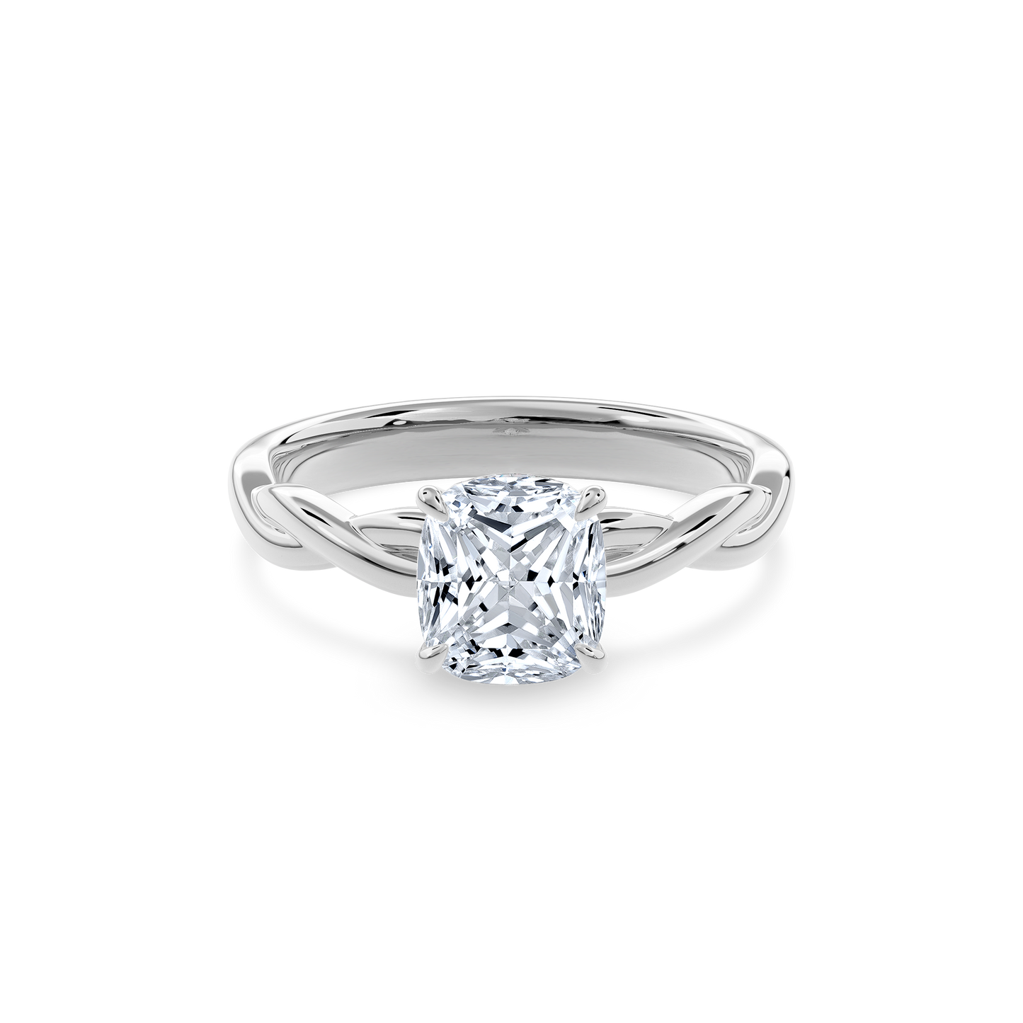 Rhea Twisted Engagement Ring Cushion•White Gold