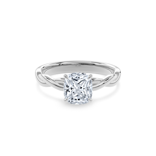 Rhea Twisted Engagement Ring Cushion•White Gold