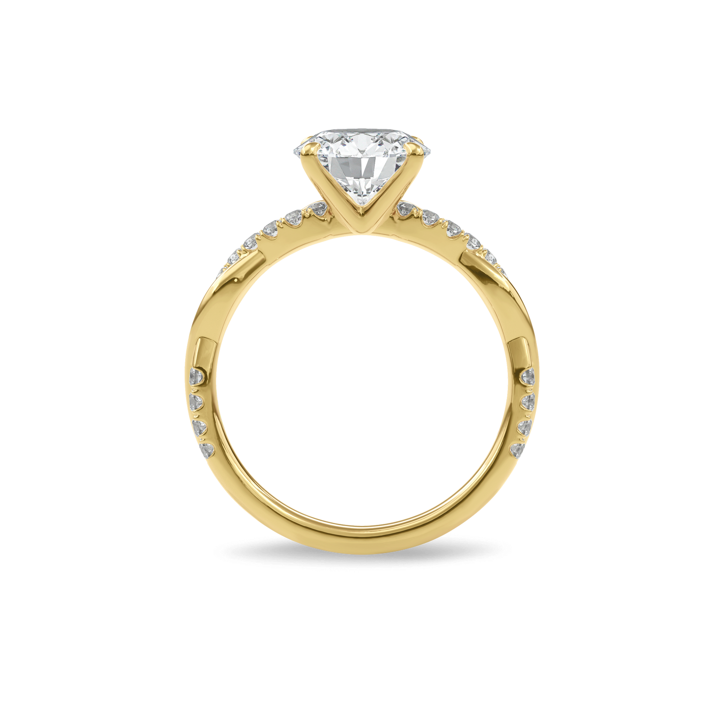 Rhea Twisted Pave Engagement Ring Round•Yellow Gold