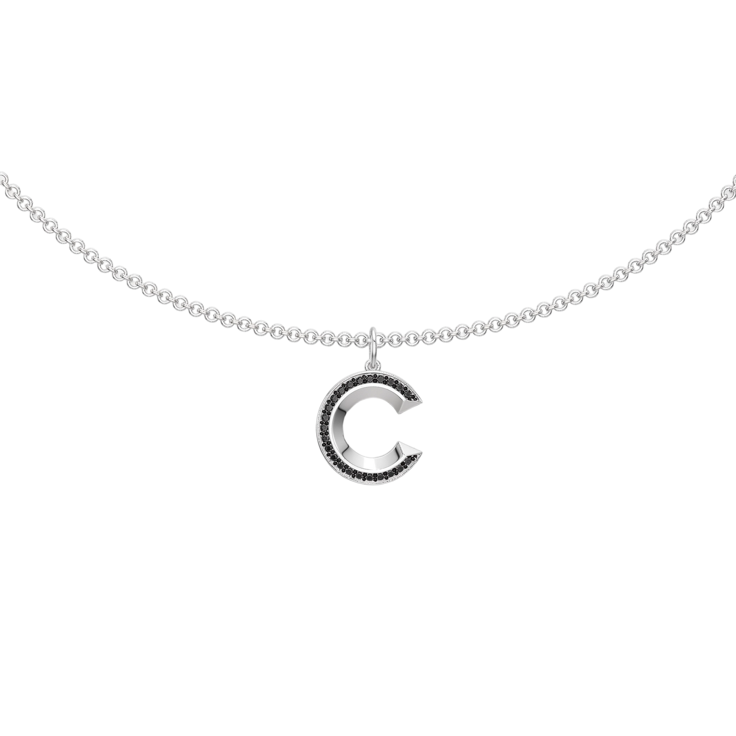 Rhodium Plated Signature Initial Necklace SN046