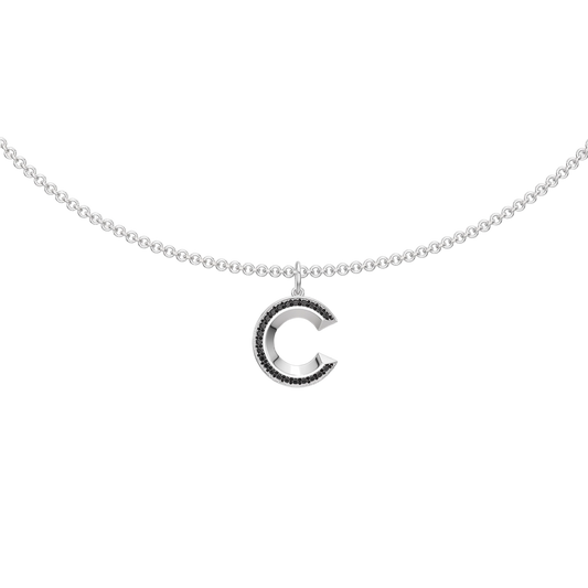 Rhodium Plated Signature Initial Necklace SN046