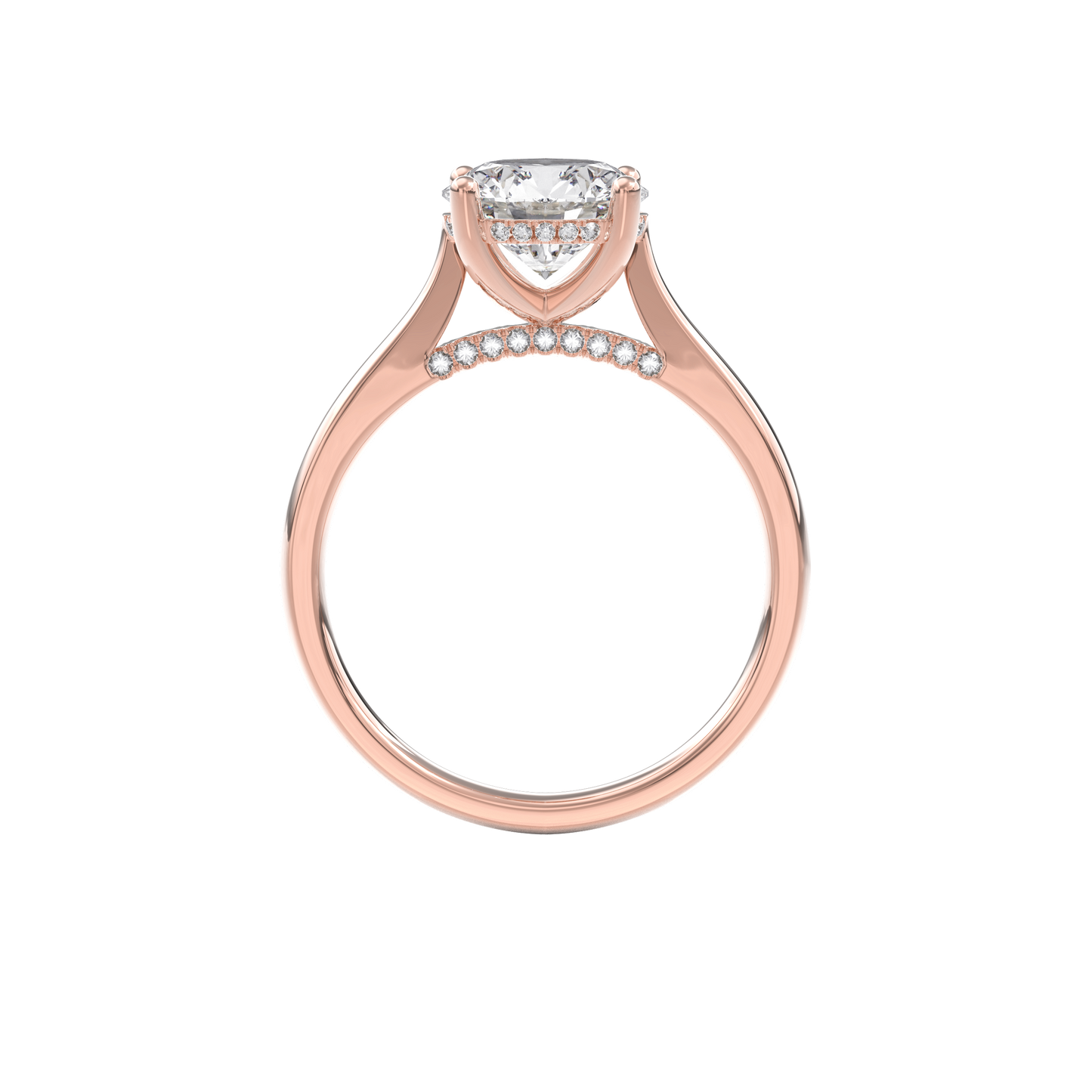 Elara Hidden Halo Salitaire Engagement Ring Round•Rose Gold