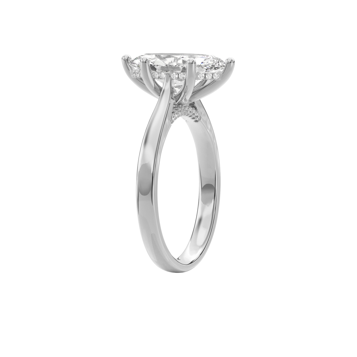 Elara Hidden Halo Salitaire Engagement Ring Marquise•White Gold