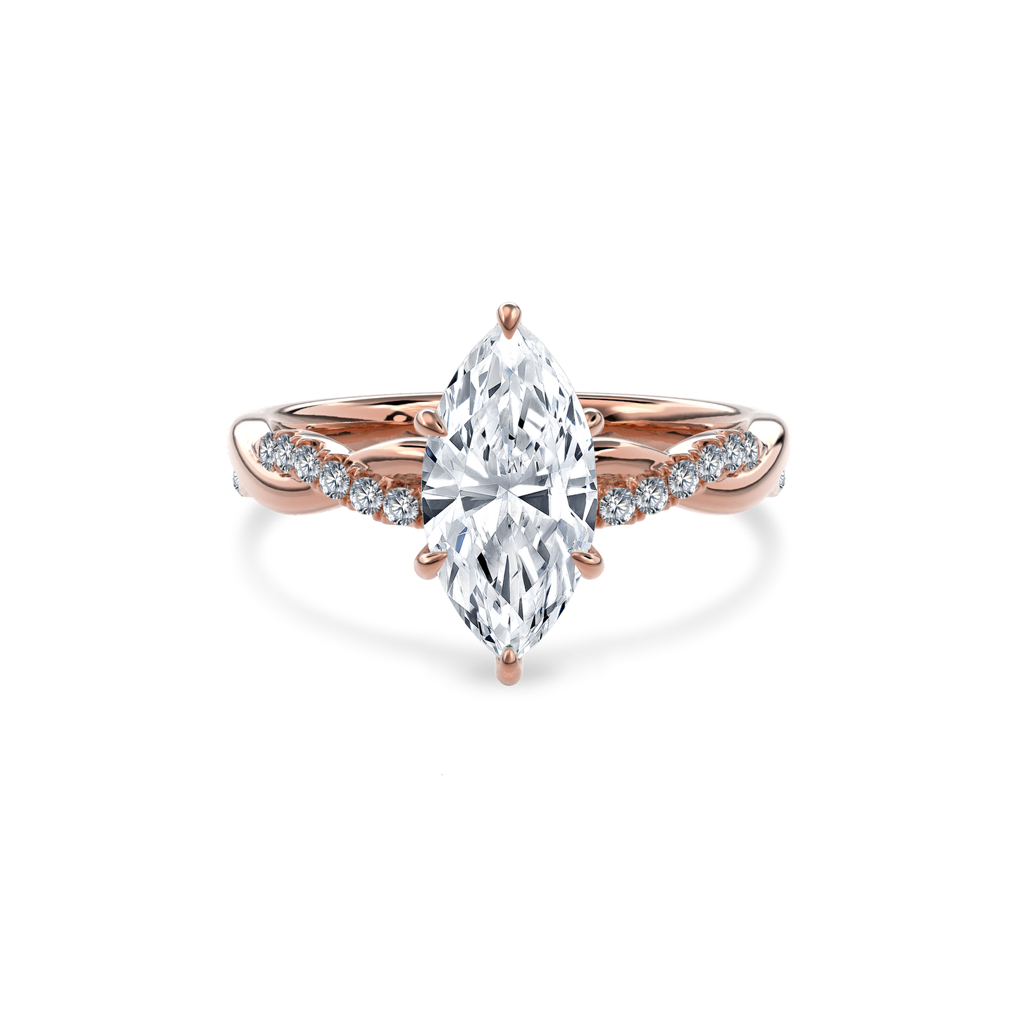 Rhea Twisted Pave Engagement Ring Marquise•Rose Gold