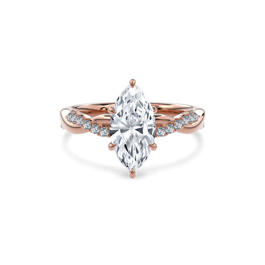 Rhea Twisted Pave Engagement Ring Marquise•Rose Gold