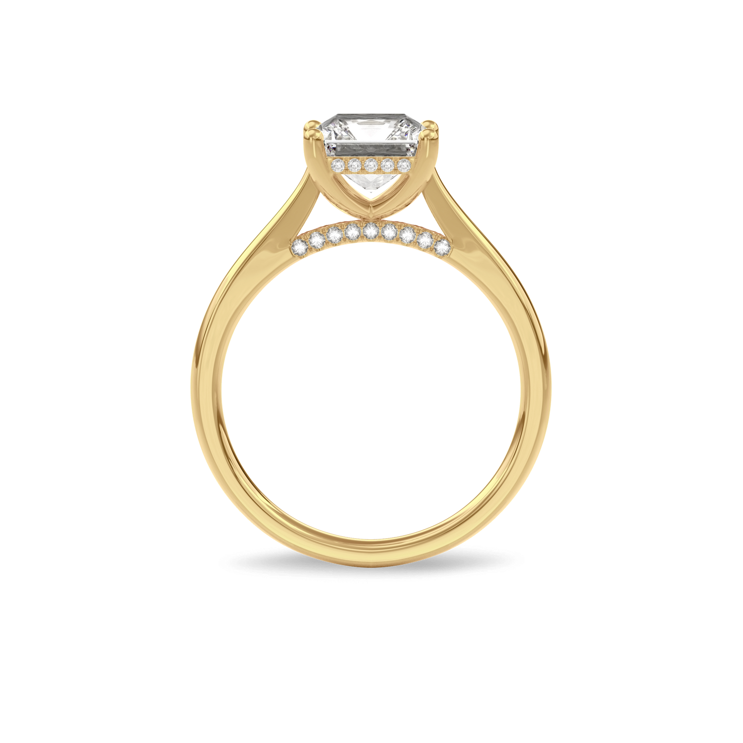 Elara Hidden Halo Salitaire Engagement Ring Radiant•Yellow Gold