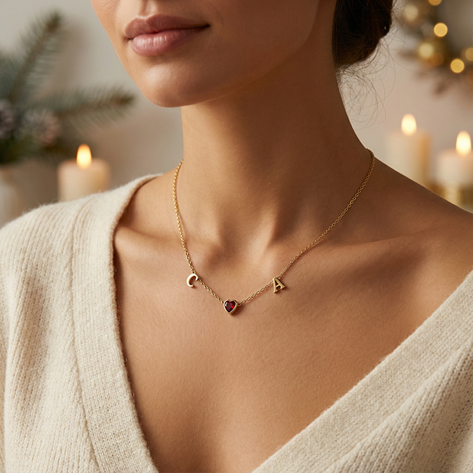 Rhodium March HeartLink Birthstone Necklace SN022R