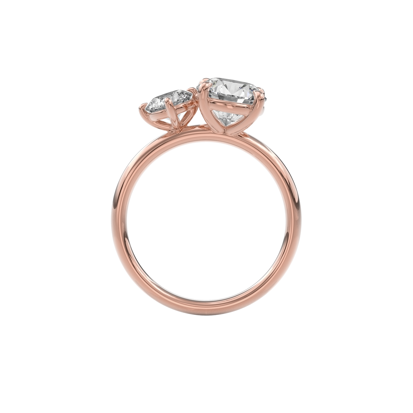 Callisto Two Stones Engagement Ring Round•Rose Gold