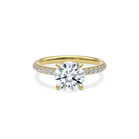 Dia Solitaire Pave Engagement Ring Round•Yellow Gold