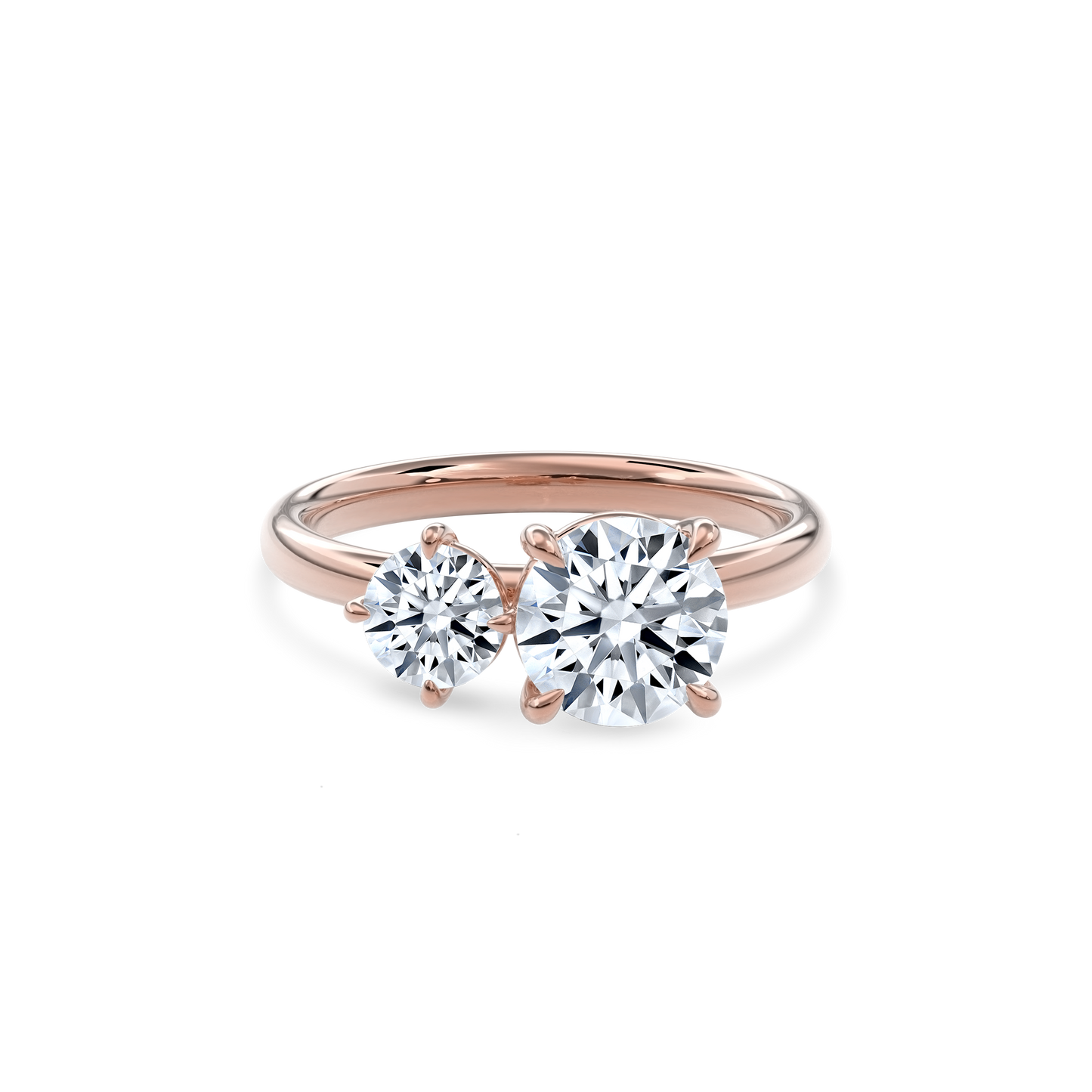 Callisto Two Stones Engagement Ring Round•Rose Gold