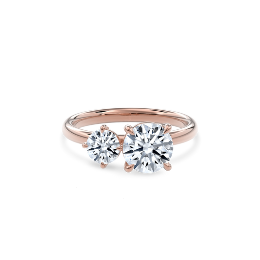 Callisto Two Stones Engagement Ring Round•Rose Gold