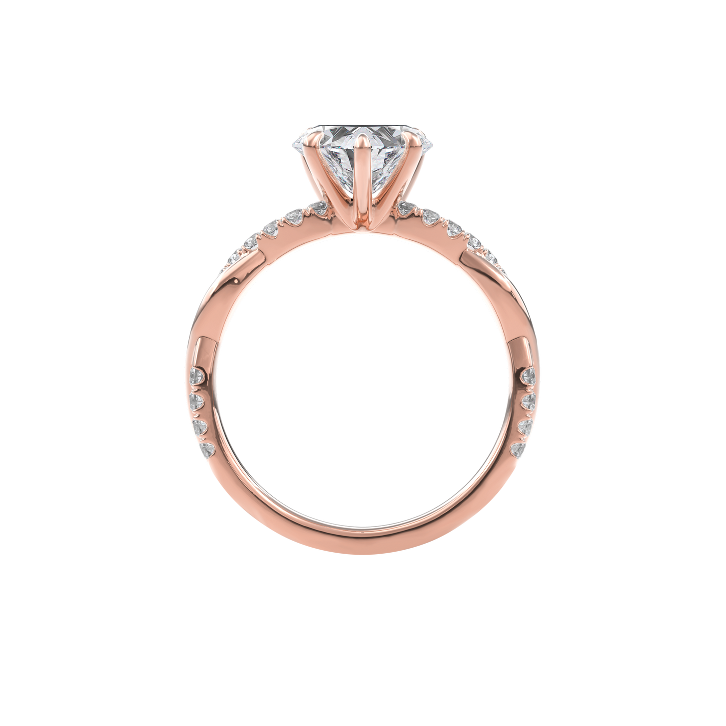 Rhea Twisted Pave Engagement Ring Heart•Rose Gold
