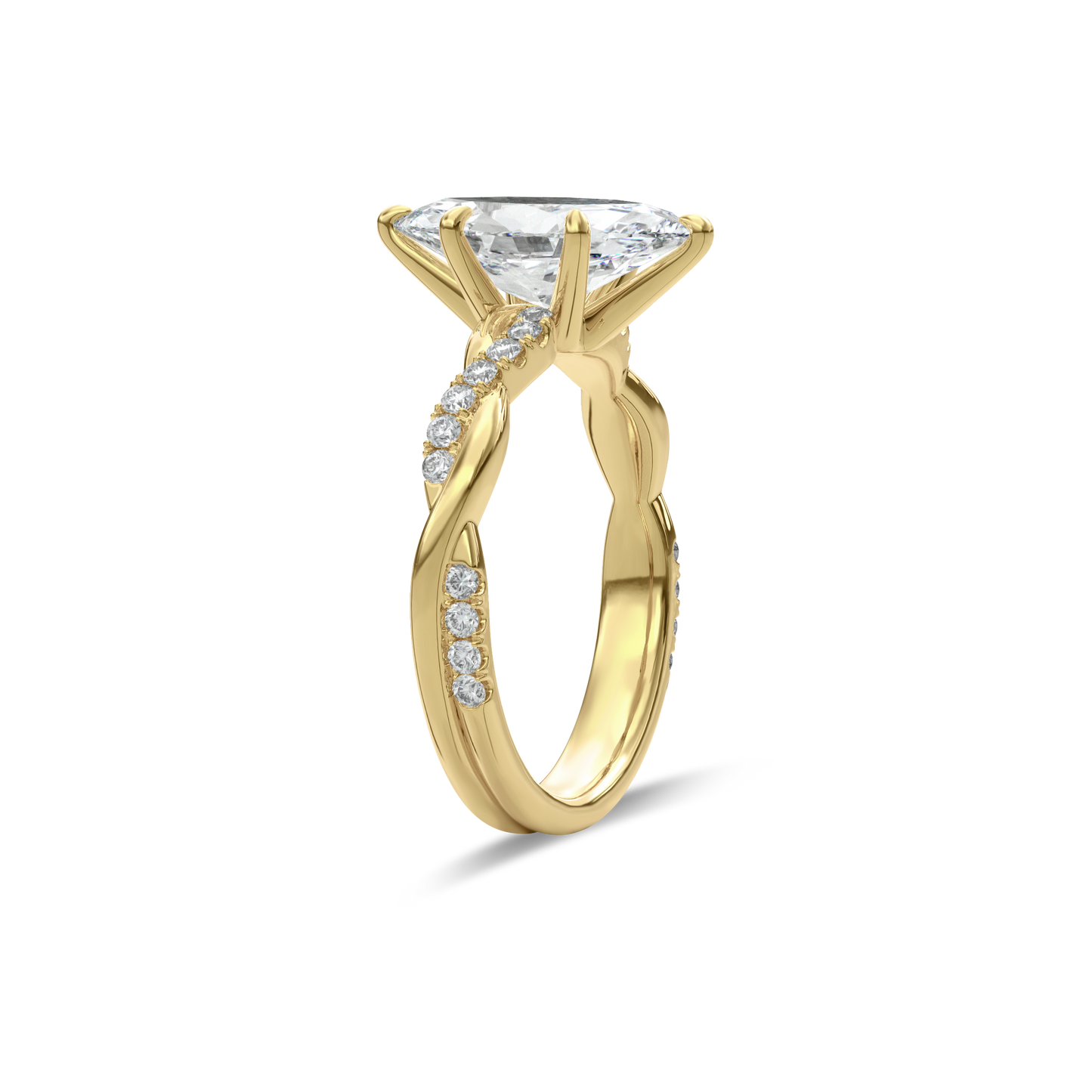 Rhea Twisted Pave Engagement Ring Marquise•Yellow Gold