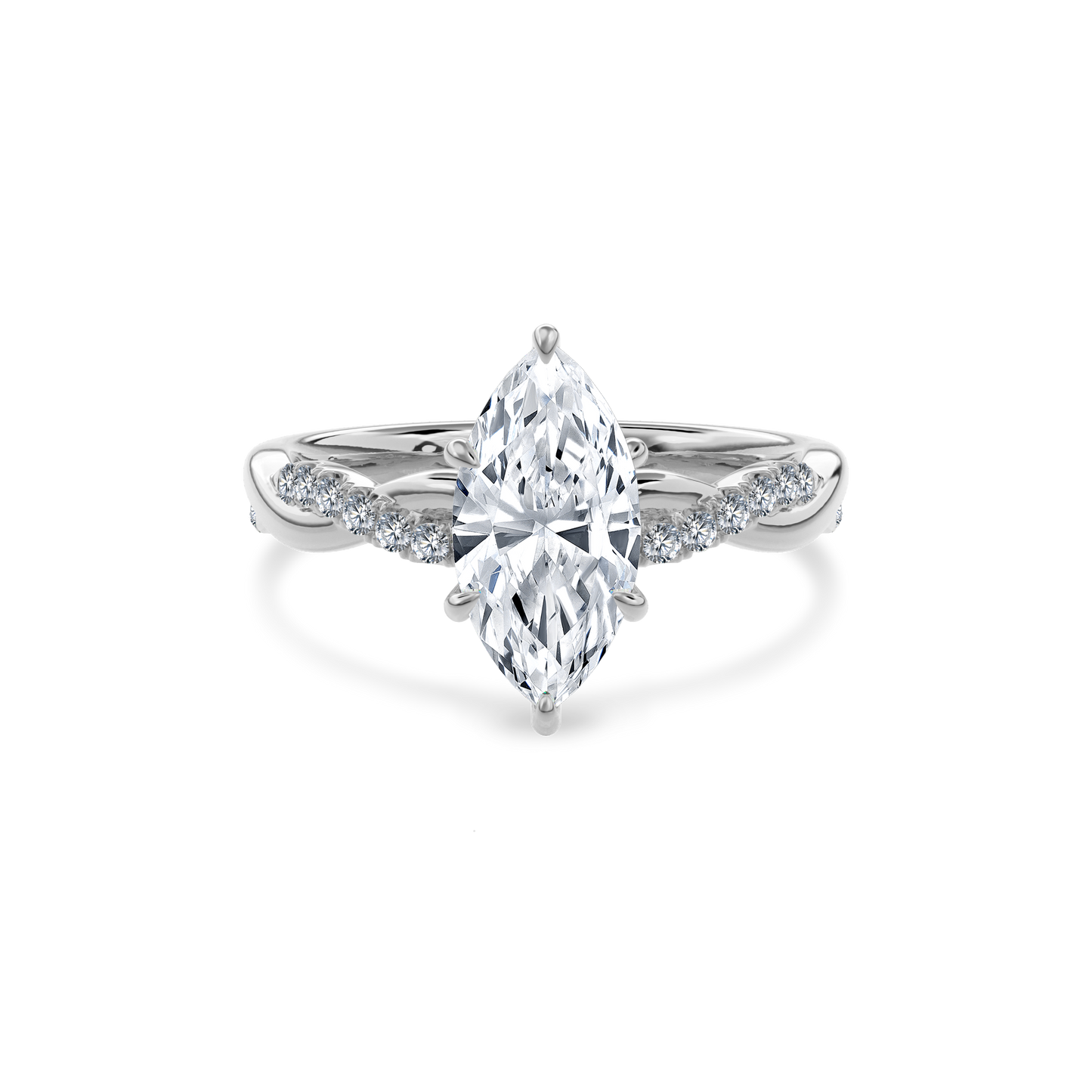 Rhea Twisted Pave Engagement Ring Marquise•White Gold