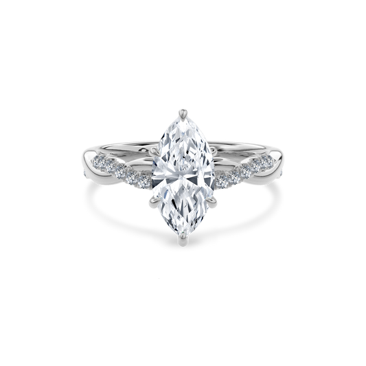 Rhea Twisted Pave Engagement Ring Marquise•White Gold