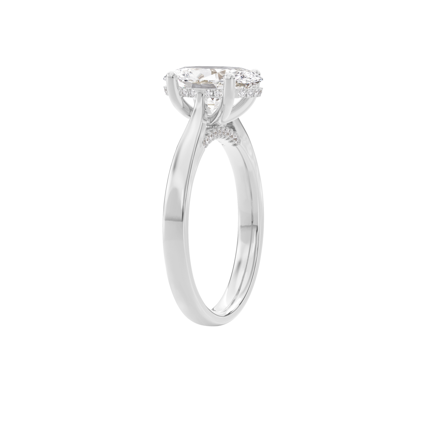 Elara Hidden Halo Salitaire Engagement Ring Oval•White Gold
