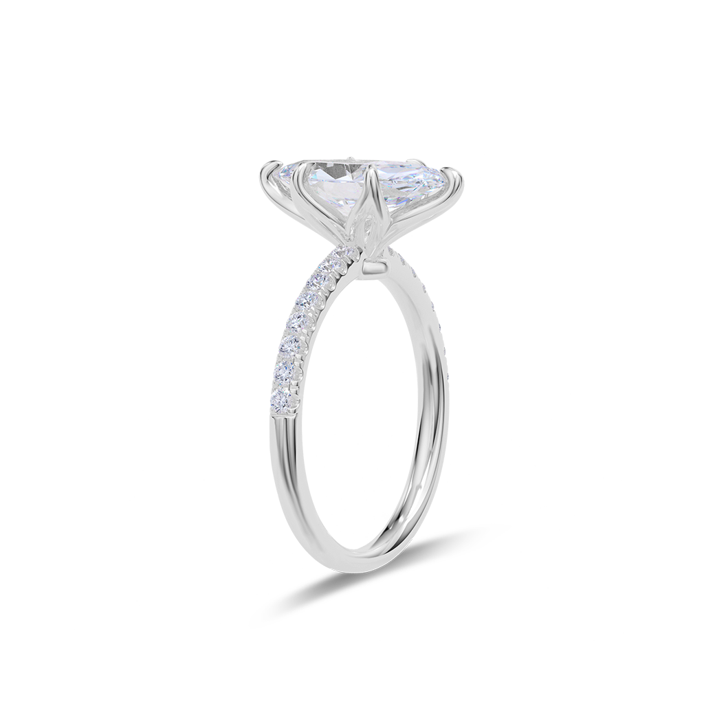 Dia Solitaire Pave Engagement Ring Marquise•White Gold
