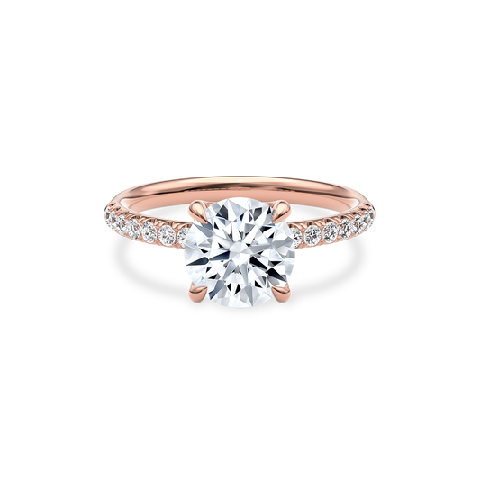 Dia Solitaire Pave Engagement Ring Round•Rose Gold